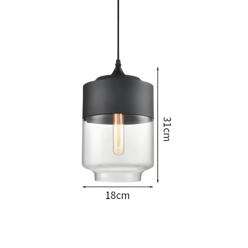 Decorbites led glass pendant lamp featuring black and clear glass with a visible filament bulb for modern decor