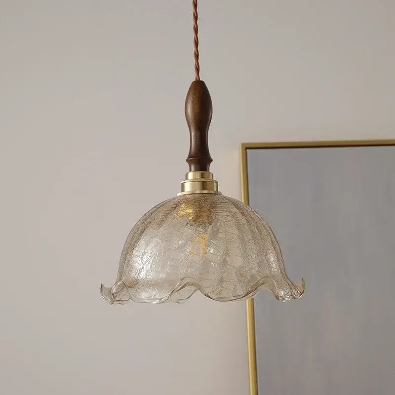 DecorBites led glass pendant light chandelier with a translucent crackled glass shade and brass fittings for modern living