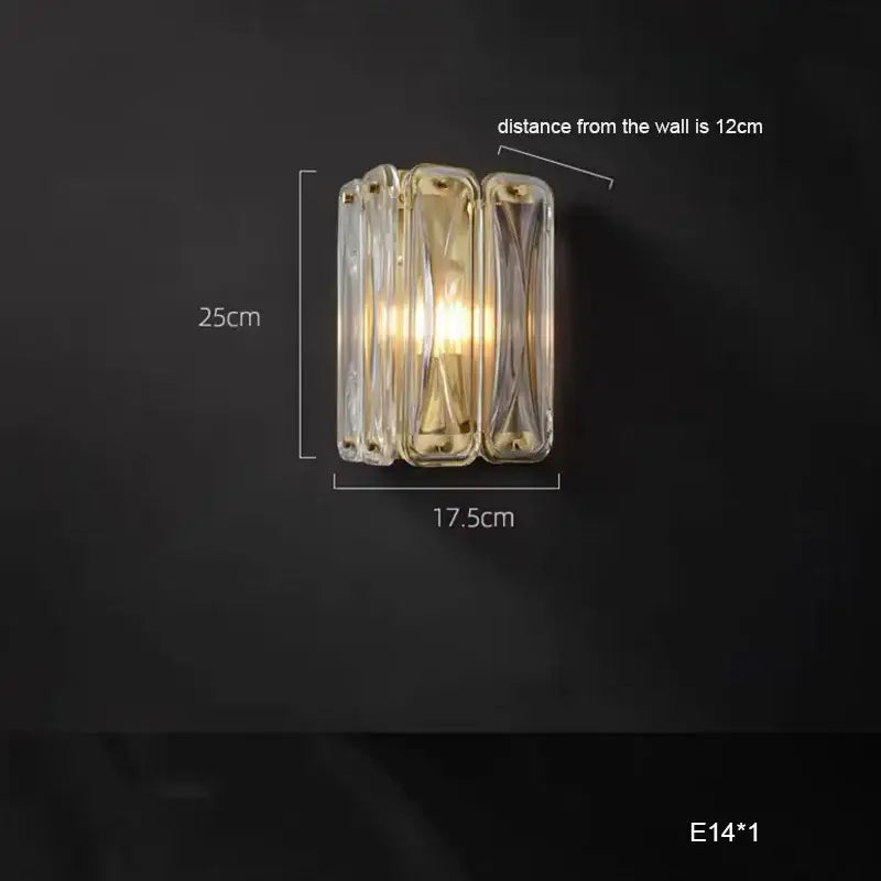 Clear glass wall sconce with modern segmented design and gold accents for decorbites led glass pendant light use