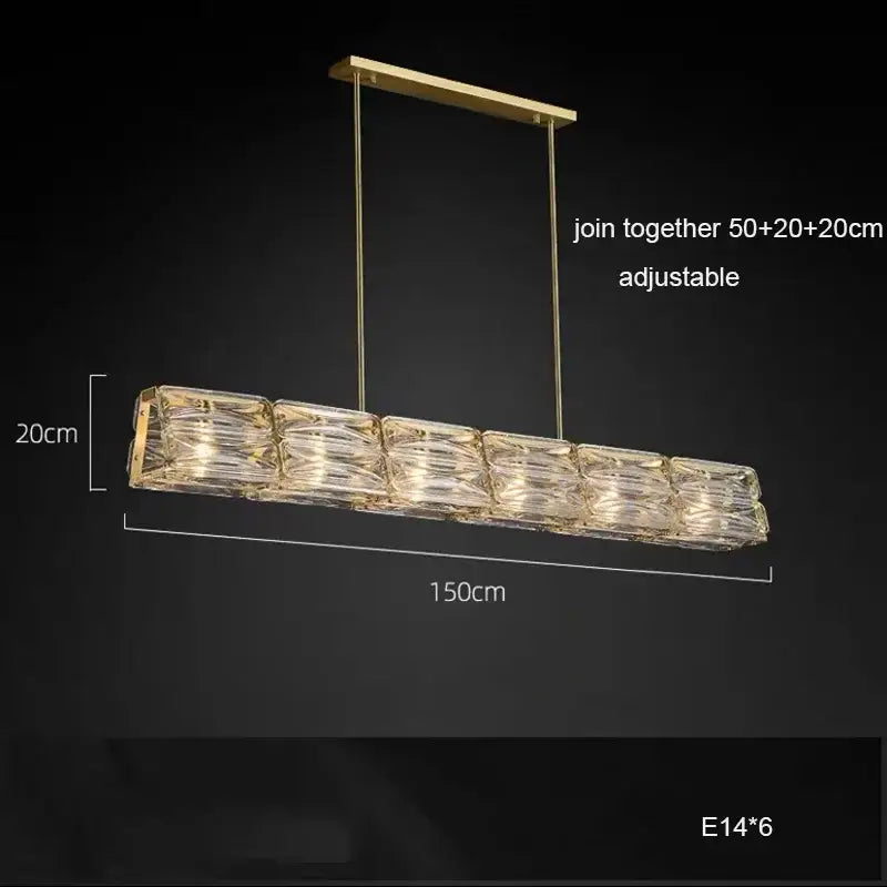 Gold-toned decorbites led glass pendant light with five faceted glass segments and adjustable rods for kitchen island decor