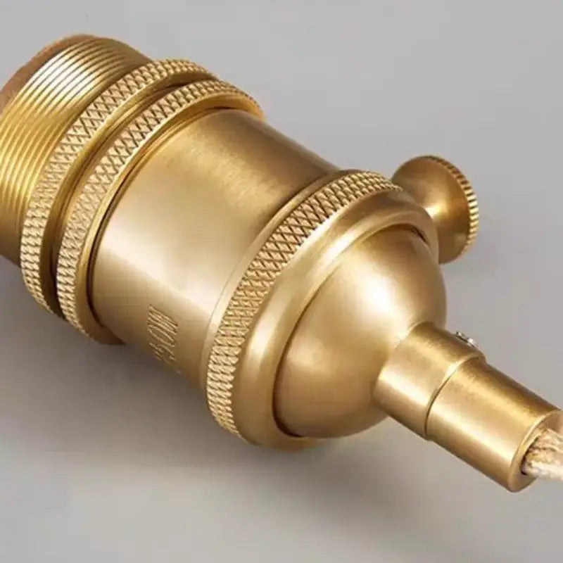 Brass-finished vintage-style lamp socket with ridged bands and knurled knob in decorbites led glass pendant light fixture
