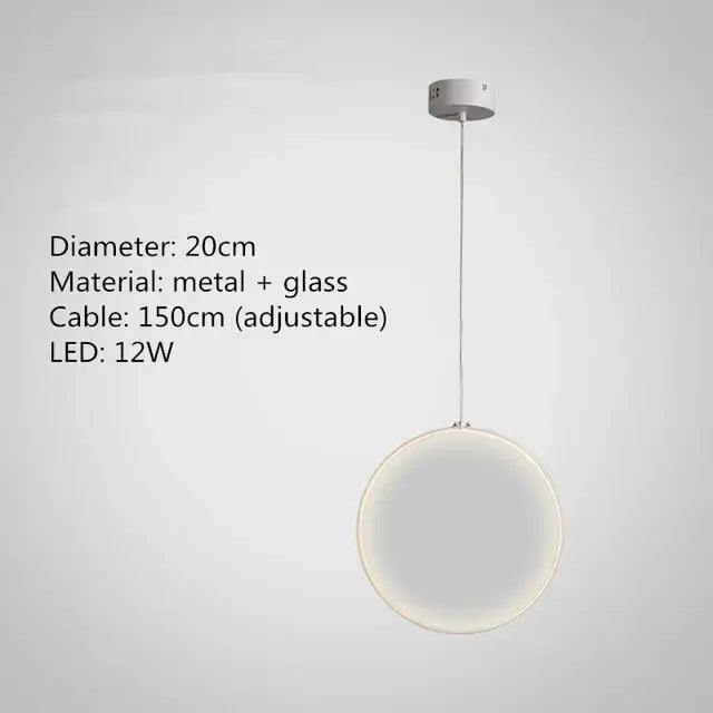 Decorbites led glass pendant light featuring a modern white glass disc with 12w led illumination for stylish interiors