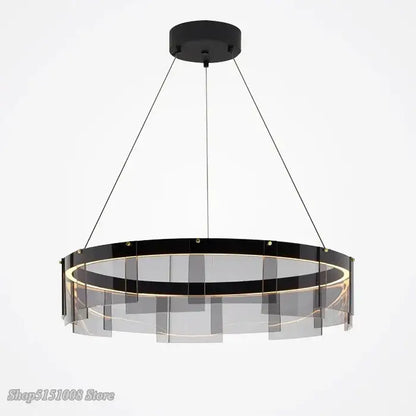 Modern black and clear acrylic decorbites led glass ring pendant lights with illuminated led lighting for home décor