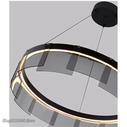Modern black iron DecorBites led glass pendant lights with translucent glass panels and integrated LED lighting for home décor