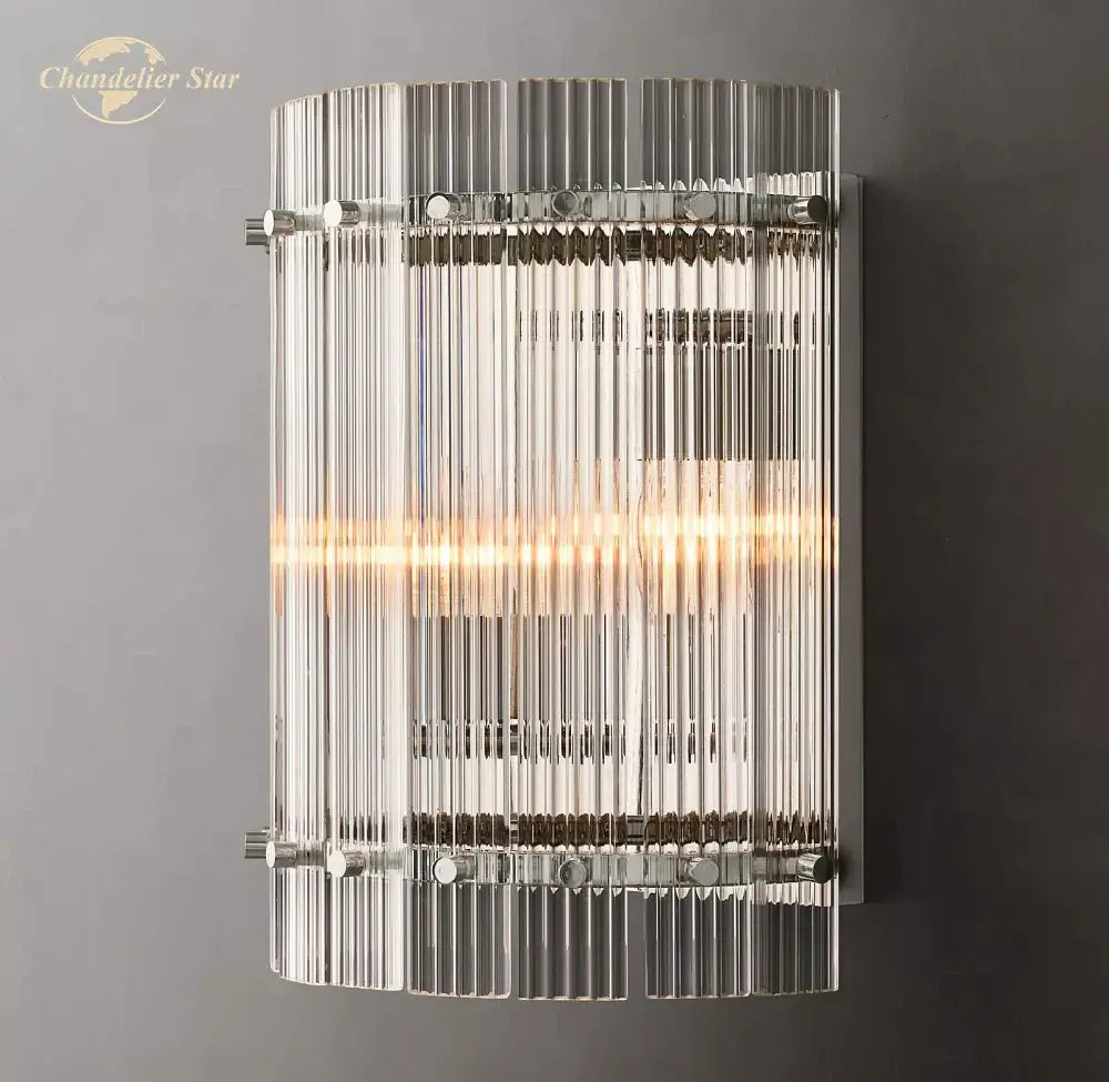 Modern chrome decorbites led glass san marco wall lamp with vertical glass rods for living room bedroom bathroom decor