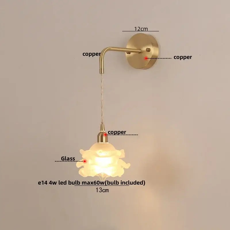 Copper decorbites led glass wall lamp with animal-shaped glass lampshade for modern bedroom and vanity lighting