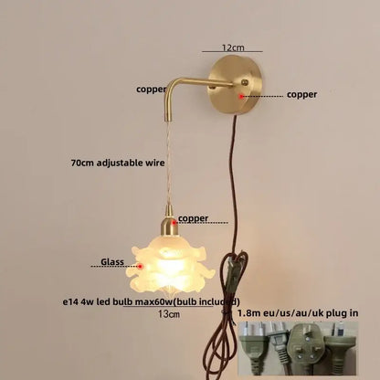 Copper decorbites led glass wall lamp with delicate animal-shaped glass lampshade for modern bedroom decor