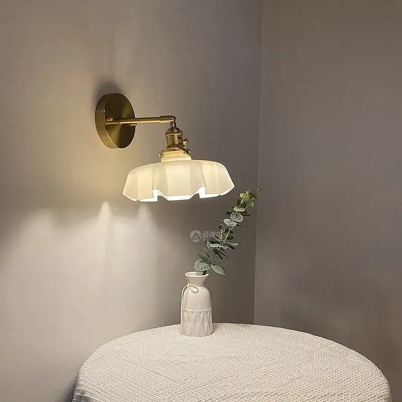 Brass wall lamp with cream fluted glass shade decorbites led glass wall lamp modern nordic design for bedroom living room