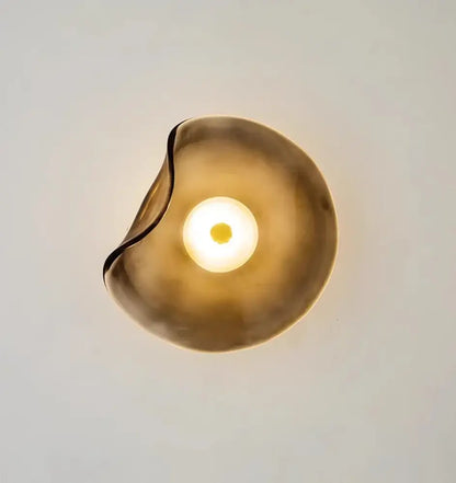 Decorbites™ led glass wall lamp in gold tone with sleek metallic curve and warm glow glass wall lamp design