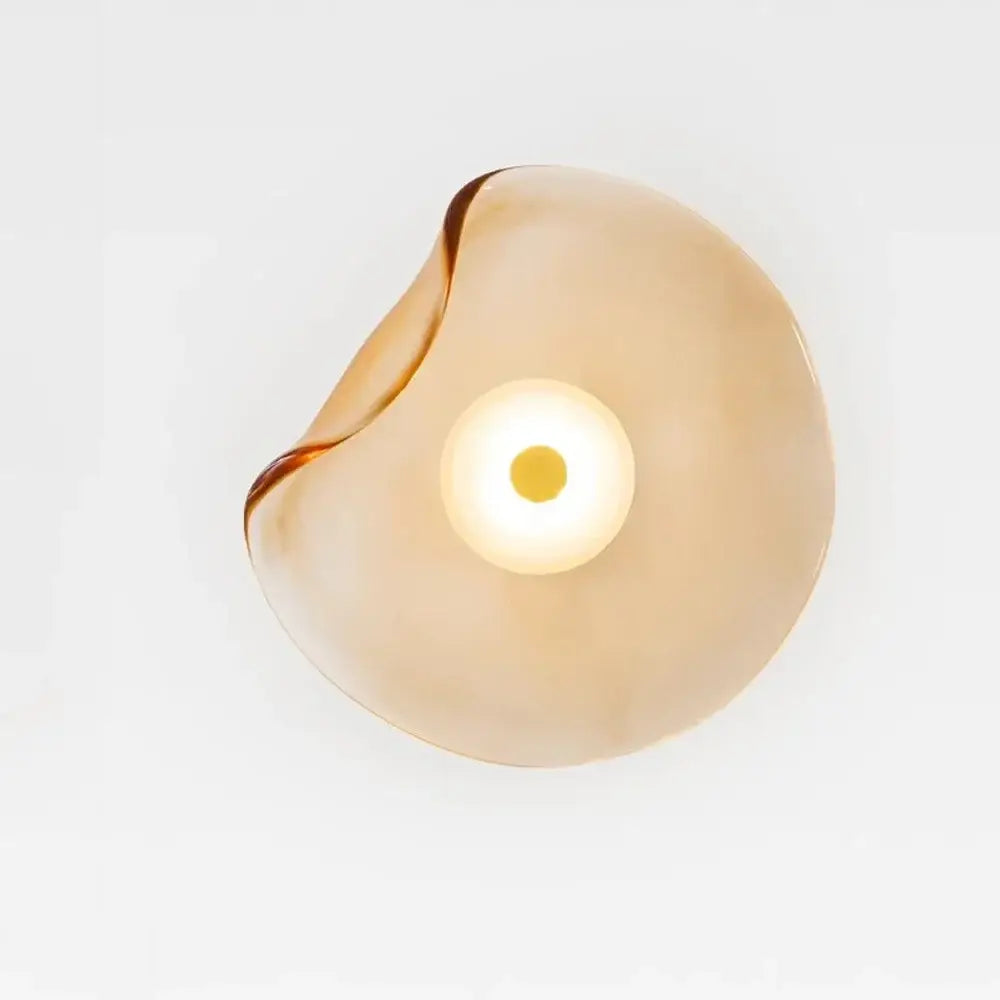 Decorbites™ led glass wall lamp with sleek translucent amber glass and warm central glow for modern wall lighting