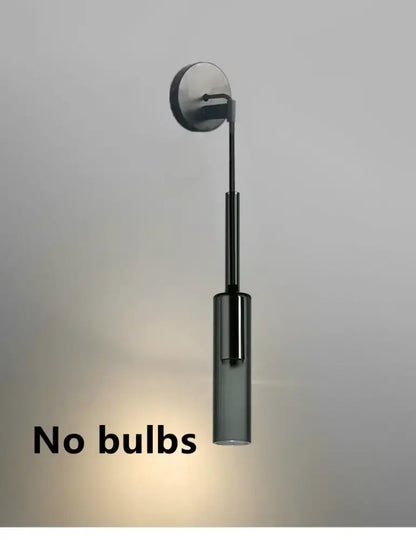 Modern black and silver decorbites led glass wall lamp with sleek cylindrical glass shade for indoor lighting