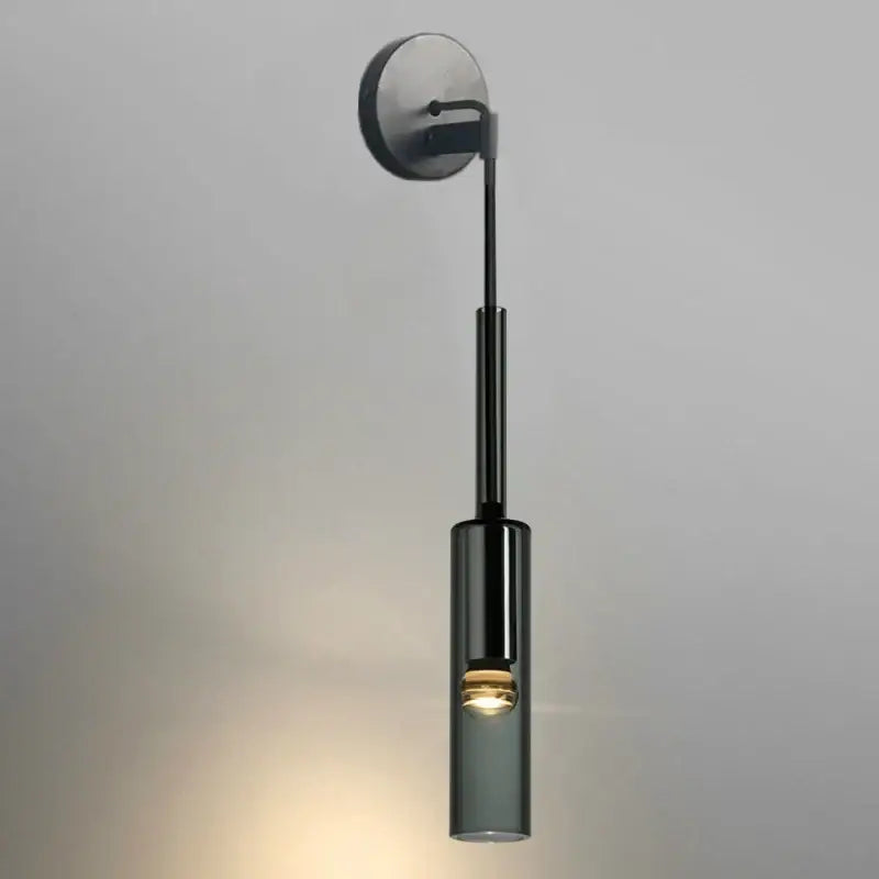 Modern black cylindrical decorbites led glass wall lamp with metallic finish and frosted glass shade for indoor lighting