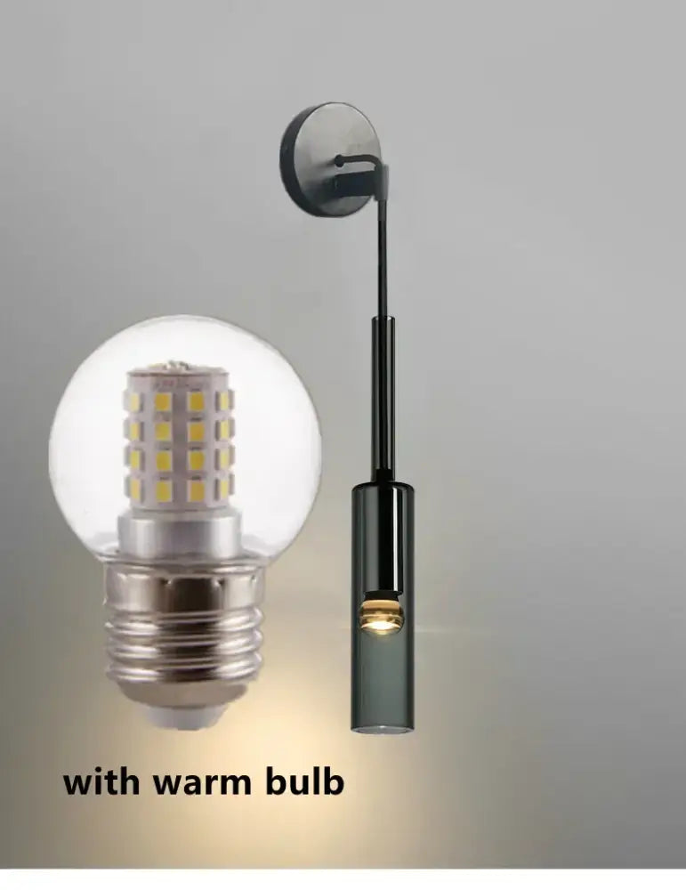 Modern black cylindrical decorbites led glass wall lamp with warm glowing led bulb for living room and bedroom lighting