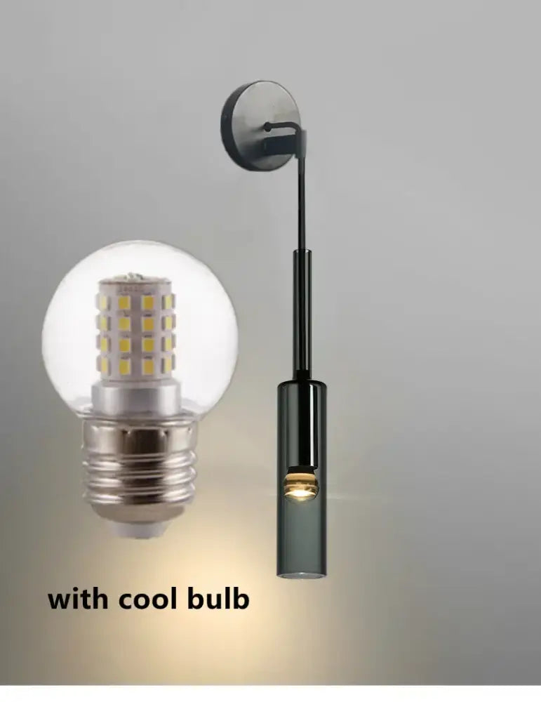 Modern black cylindrical decorbites led glass wall lamp with frosted glass diffuser for living room and bedroom lighting