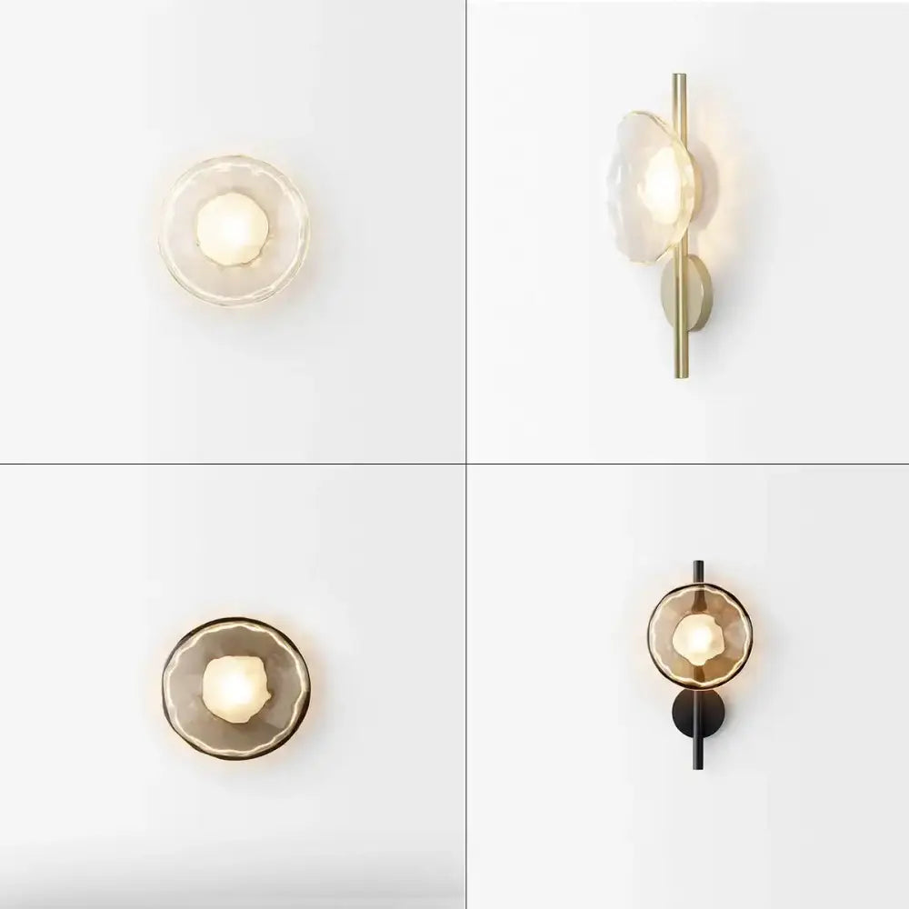 Modern minimalist decorbites led glass wall sconce with frosted glass shades and brass or black metal fixtures for living room lighting
