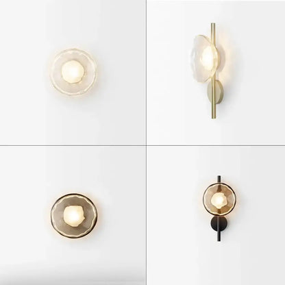 Modern minimalist decorbites led glass wall sconce with frosted glass shades and brass or black metal fixtures for living room lighting