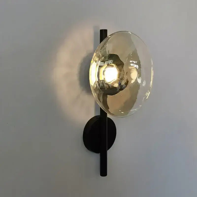 Modern black metal wall sconce with translucent textured glass dome decorbites led glass wall for living room lighting