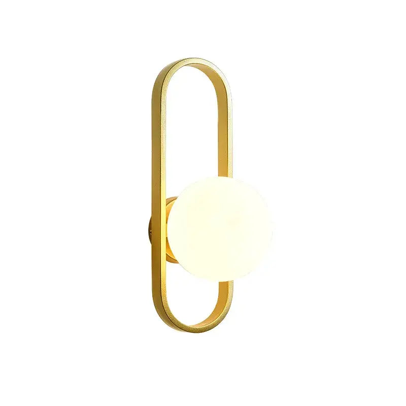 Gold-toned oval wall sconce lamp with frosted glass globe for bedroom living room staircase by DecorBites™