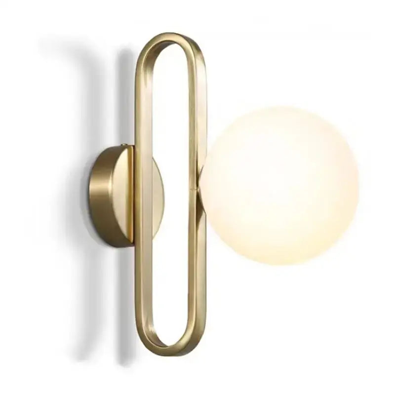 Modern brass-finished decorbites led glass wall sconce with frosted globe for bathroom and kitchen lighting