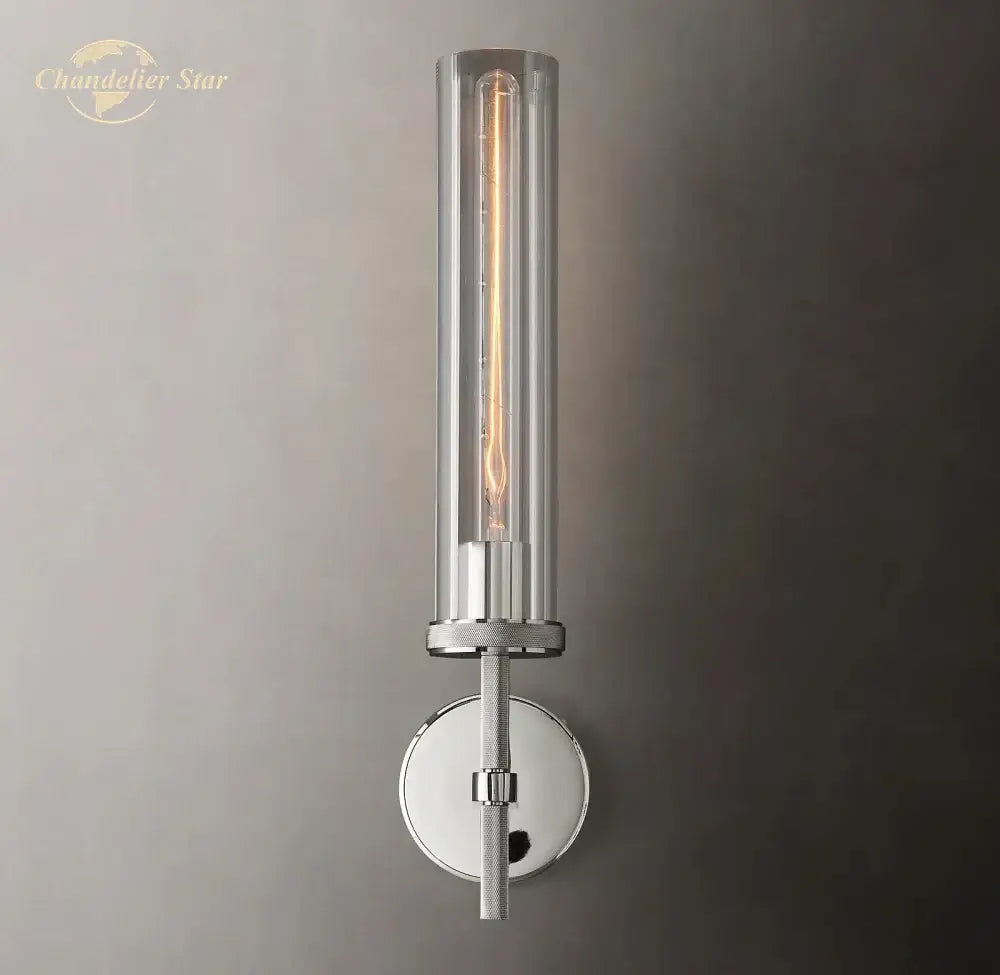 Chrome-finished DecorBites LED glass wall sconce with clear glass and exposed Edison bulb for modern indoor lighting