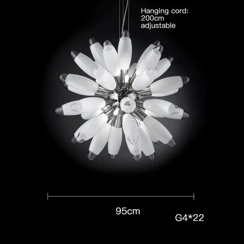 Decorbites led globe 2025 chandelier in chrome with white frosted glass and crystal featuring 22 g4 led bulbs