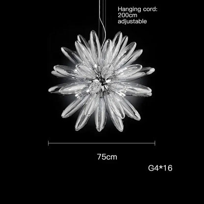 Clear glass decorbites led globe 2025 chandelier in chrome gold with 16 g4 bulbs arranged like flower petals