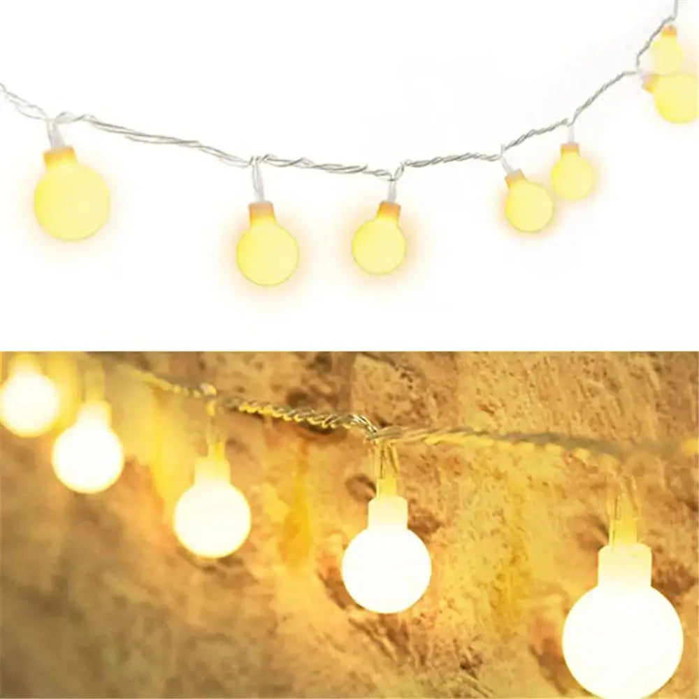 Warm yellow decorbites led globe string lights featuring led globe ball design with twisted wire for indoor outdoor decor
