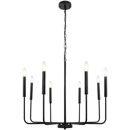 Decorbites led gold and black candle chandelier with nine wrought iron bulbs for modern american living room lighting