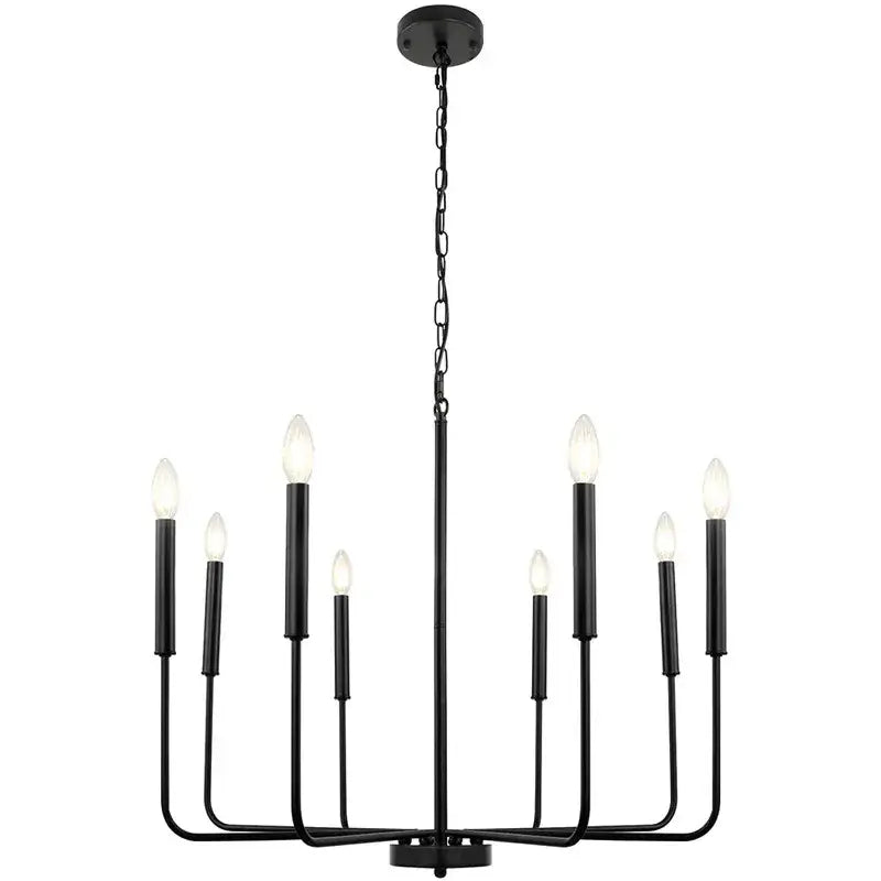 Decorbites led gold and black candle chandelier with nine wrought iron bulbs for modern american living room lighting