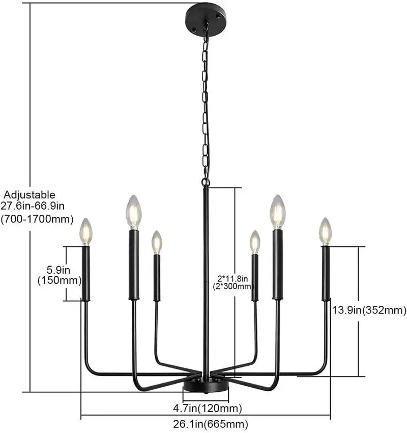 Black candle chandelier by decorbites led gold featuring six candle-style bulbs for modern american living room lighting