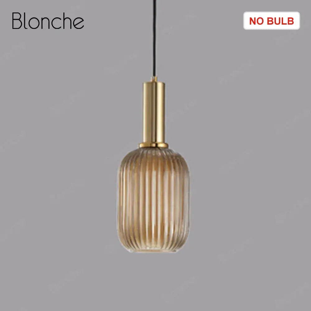 Decorbites led gold chandelier stained glass pendant lamp with gold-toned ribbed glass and brass-finished stem for home decor