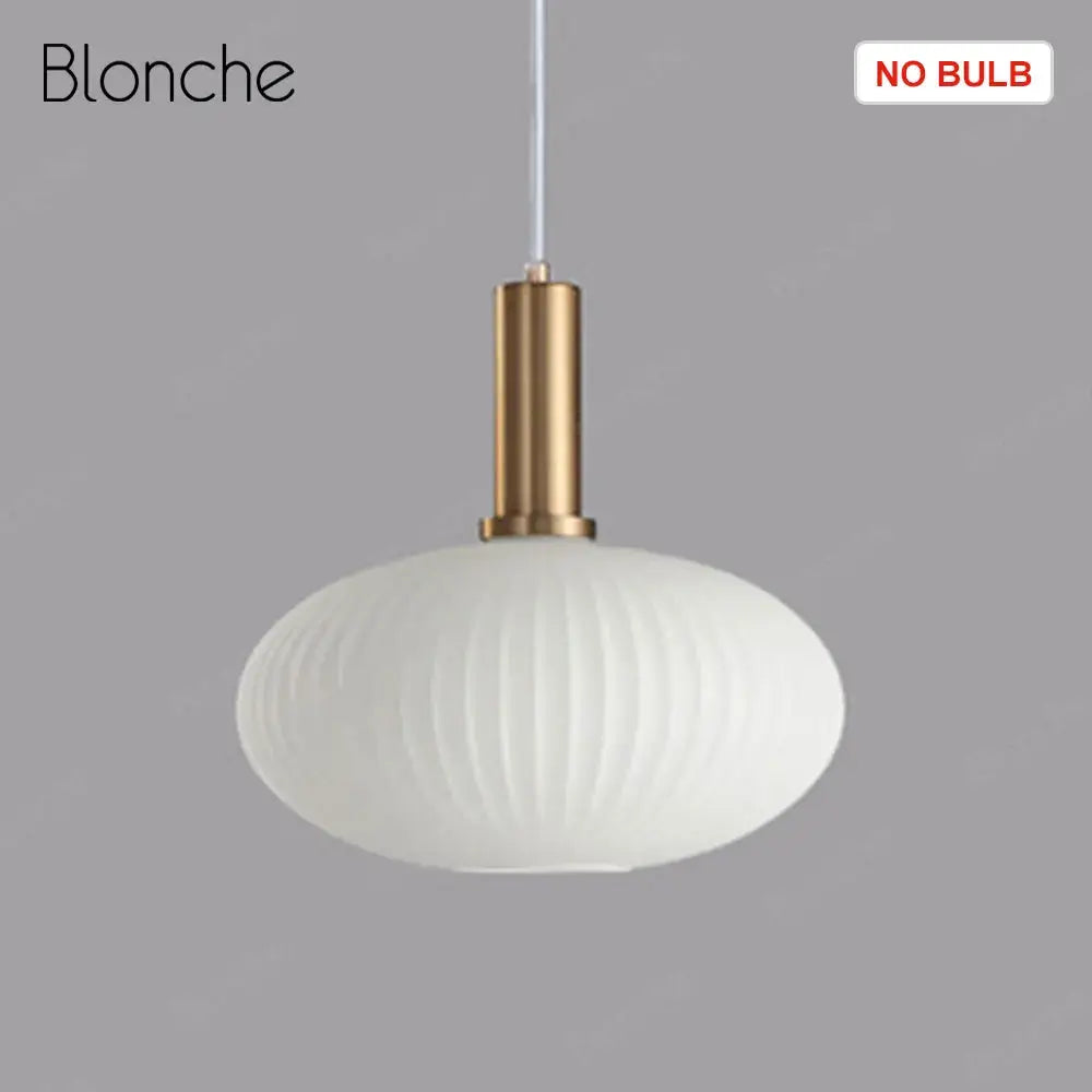 White ribbed glass pendant light with brass-finished metal stem in decorbites led gold chandelier for home decor
