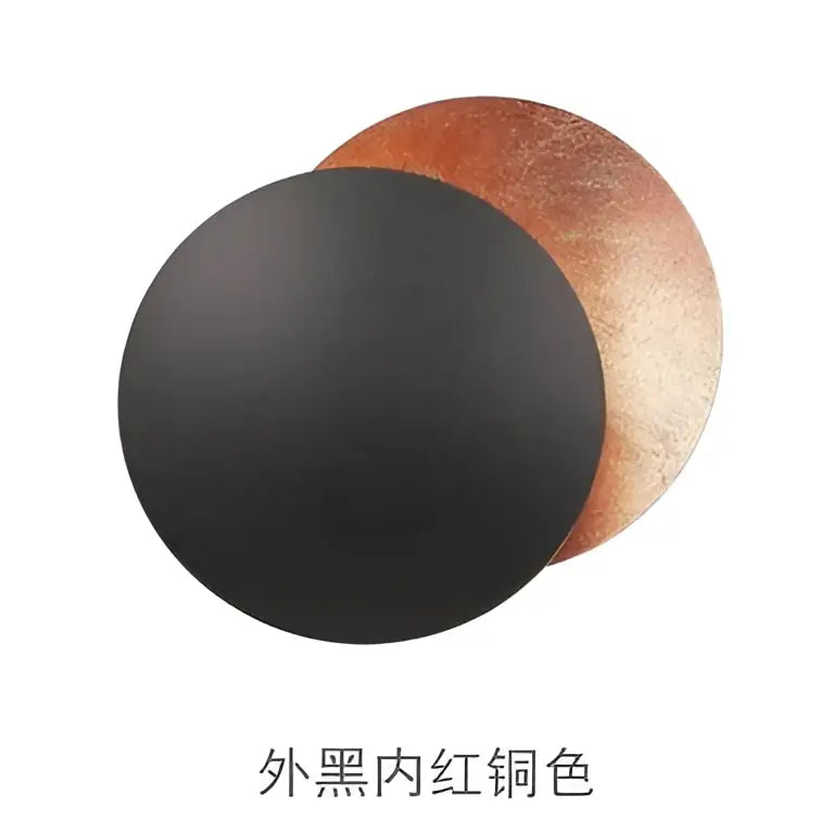 Decorbites led gold eclipse wall lamp with matte black exterior and textured copper interior for bedroom living room decor