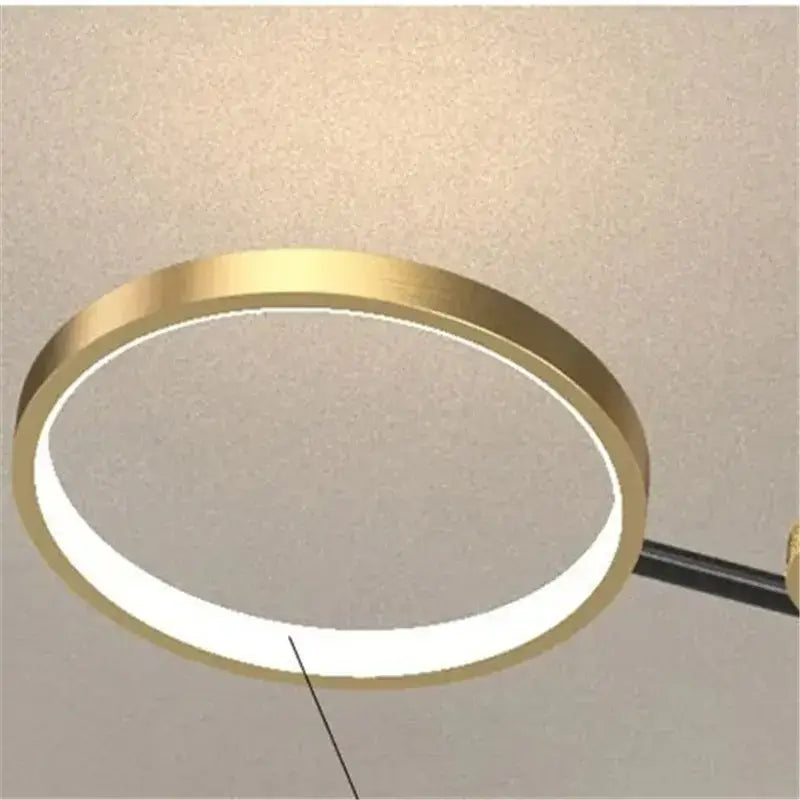Modern circular ceiling light with gold ring metal frame and illuminated white led ring decorbites led gold chandelier