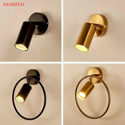 Modern wall lamp by decorbites led gold features sleek black and brushed gold finishes with a round led gold ring design