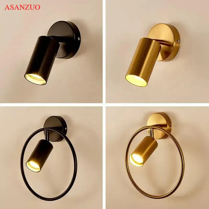 Modern wall lamp by decorbites led gold features sleek black and brushed gold finishes with a round led gold ring design