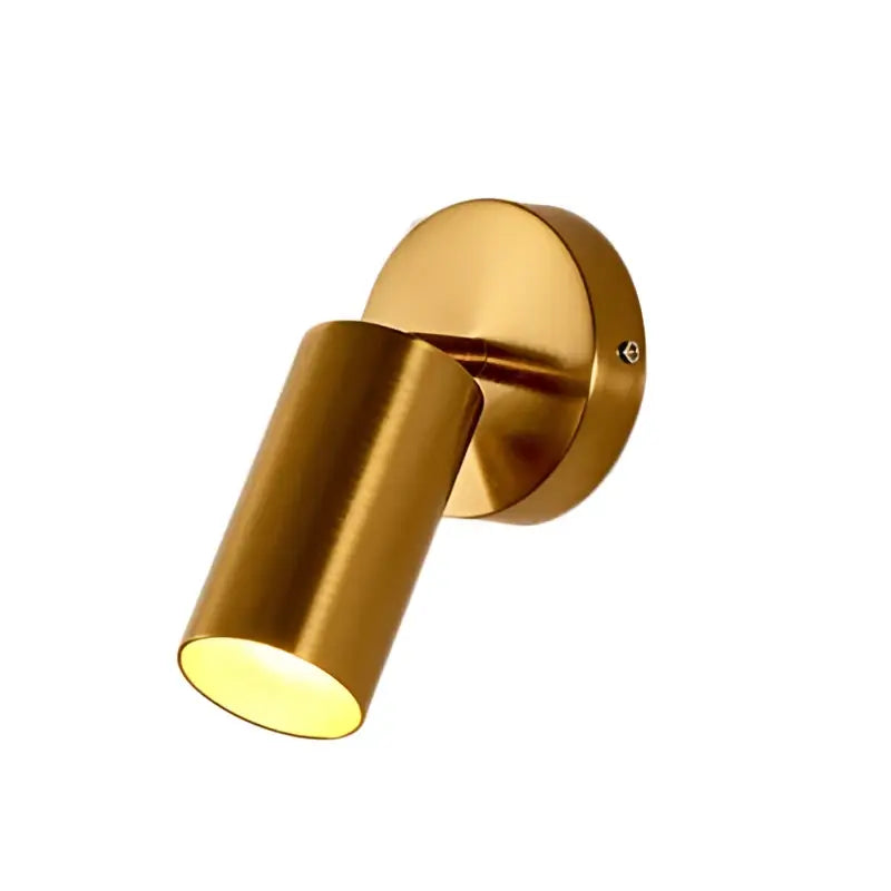 DecorBites led gold wall lamp with gold finish cylindrical head and circular base for bedroom wall sconce lighting