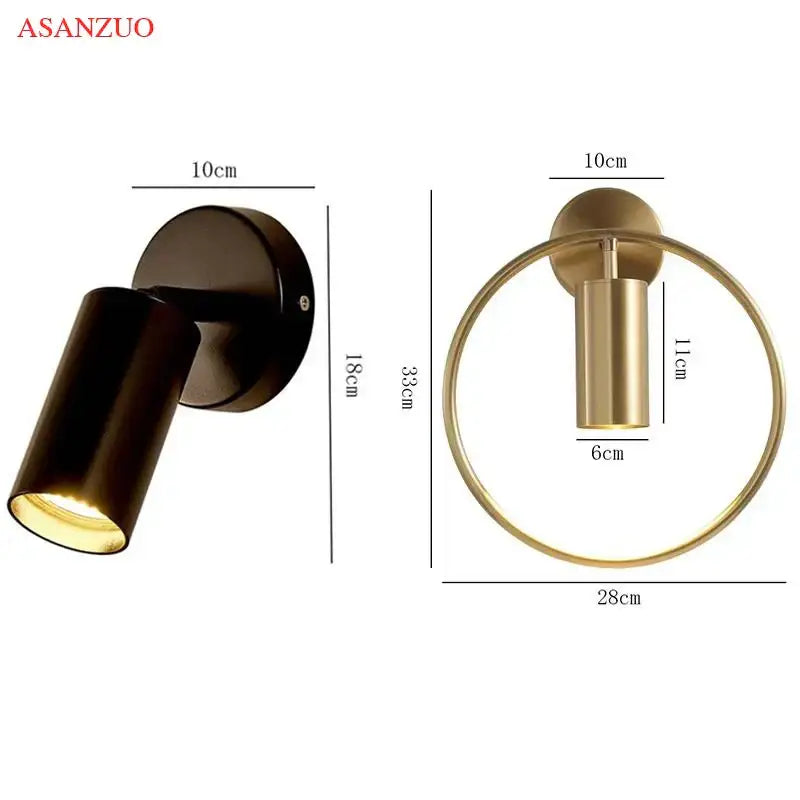 Asanzuo decorbites led gold round wall lamp with sleek black and gold finish in a modern minimalist design