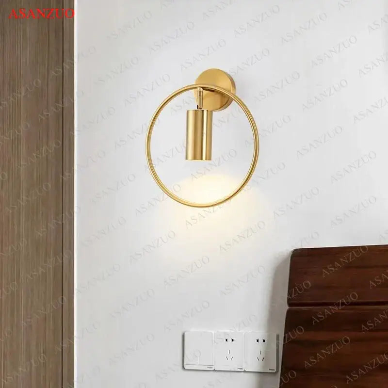 Gold-toned decorbites led gold round ring wall lamp with sleek modern design for bedroom wall sconce lighting