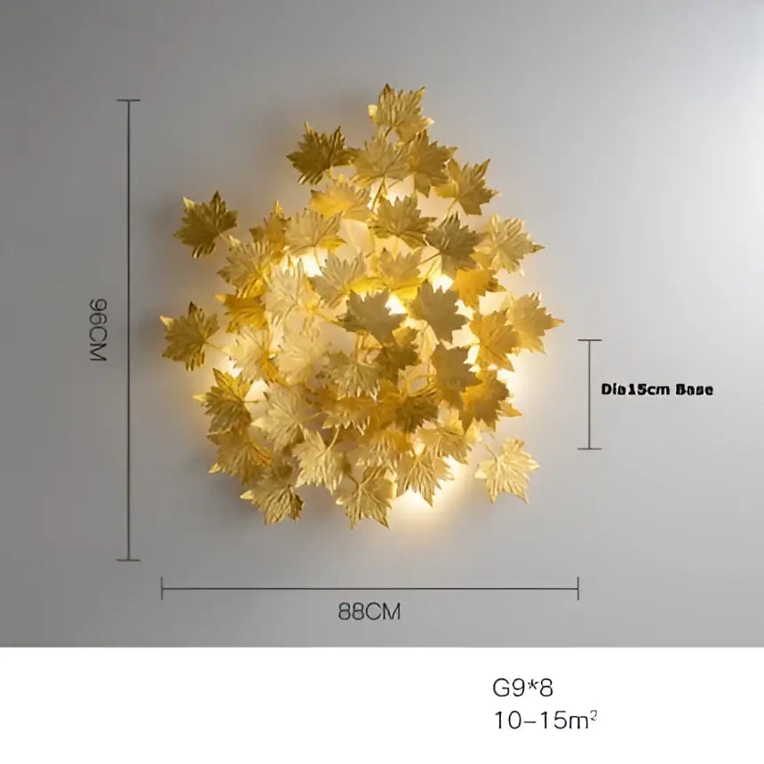 Golden leaf-shaped decorbites led golden wall sconce with intricate detailing and warm illumination for bedroom and corridor