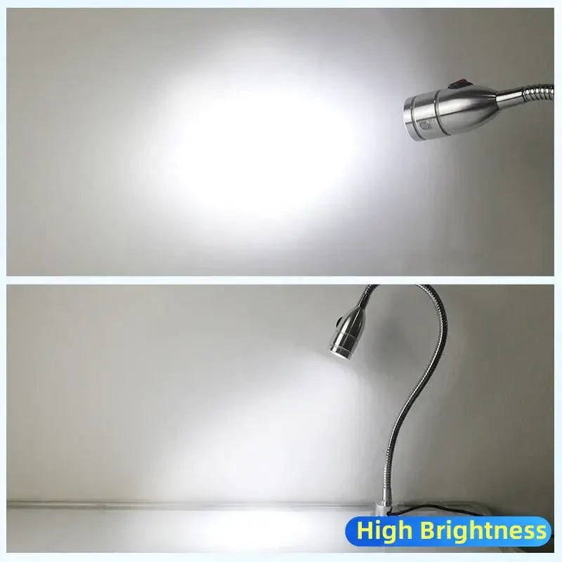 Decorbites led gooseneck silver-toned flexible work light with metallic finish and adjustable head for desk use