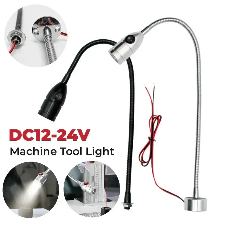Silver and black flexible decorbites led gooseneck work light with adjustable head for dc12-24v operation