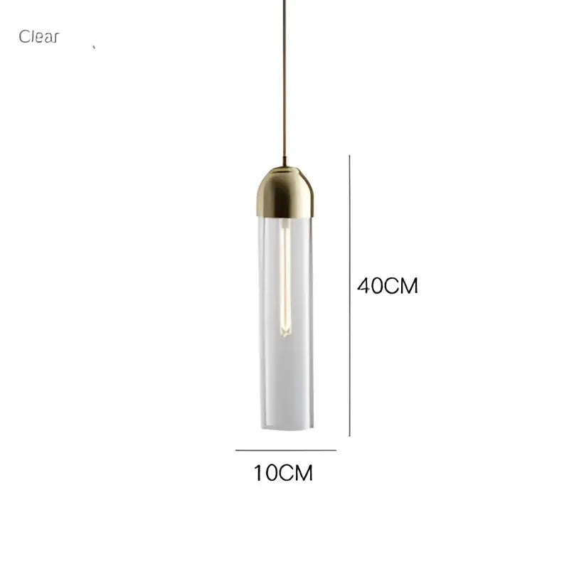 A sleek decorbites led green glass pendant light with a clear cylinder and brass finish for kitchen bar decor