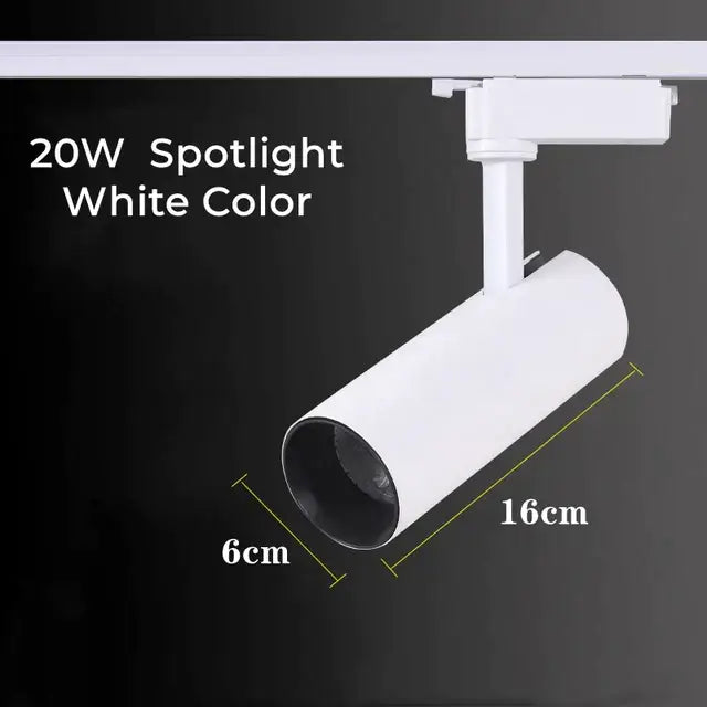 White 20w decorbites led grille track light with sleek cylindrical design and matte finish for clothing store lighting