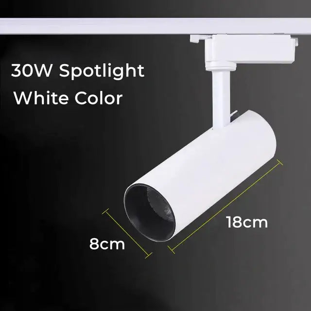 White 30w decorbites led grille track light with matte cylindrical design mounted on ceiling rail for clothing store lighting