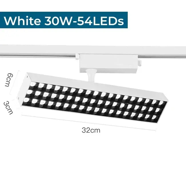 White 30w decorbites led grille track light with 54 leds in grid pattern for bright clothing store lighting