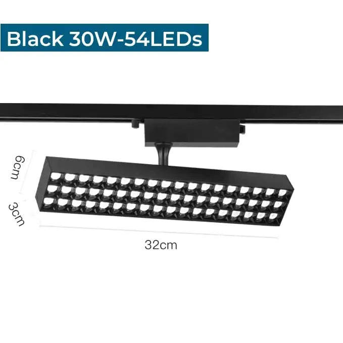 Black 30w decorbites led grille track light with 54 leds in grid pattern for bright clothing store ceiling lighting
