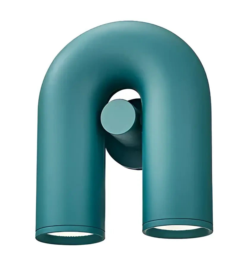 Teal u-shaped decorbites™ led gu10 wall sconce reading lamp with two cylindrical light fixtures for chic decor