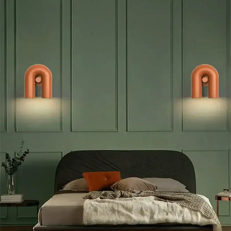 Coral-colored decorbites™ led gu10 wall sconce reading lamp with u-shaped matte finish for chic home decor