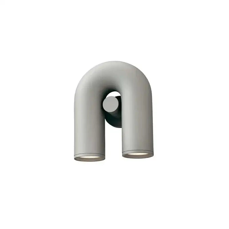 Modern u-shaped wall sconce reading lamp with two matte gray cylindrical arms for chic home decor by decorbites